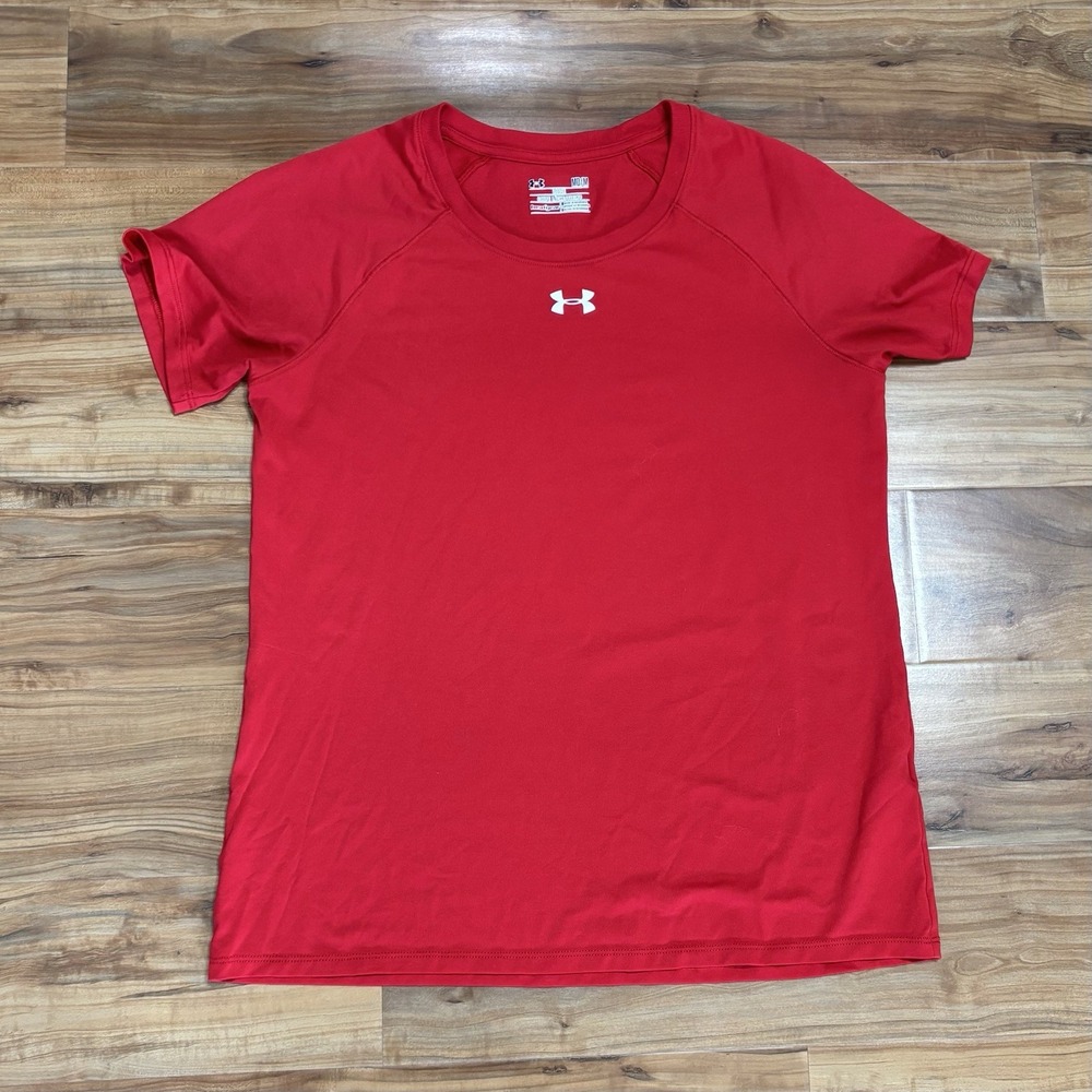 Under‎ Armour Loose Heatgear Mens Red Short Sleeve Athletic Shirt Size Medium